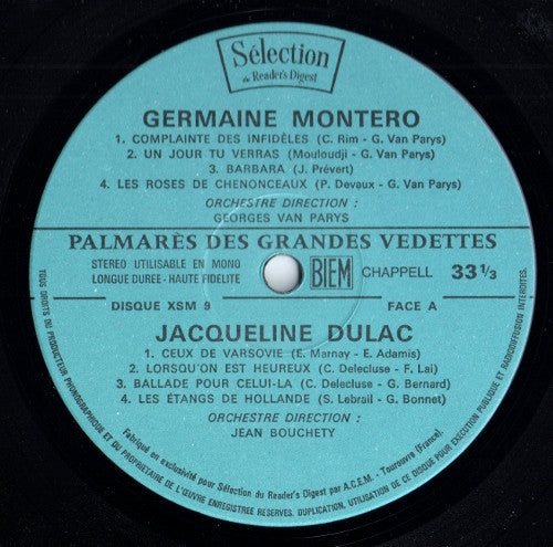 (Occasion) Palmarès Des Grandes Vedettes [Vinyle 33 Tours]