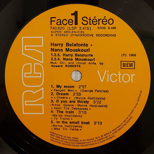 (Occasion) Harry Belafonte & Nana Mouskouri – Chants De La Grèce [Vinyle 33 Tours]