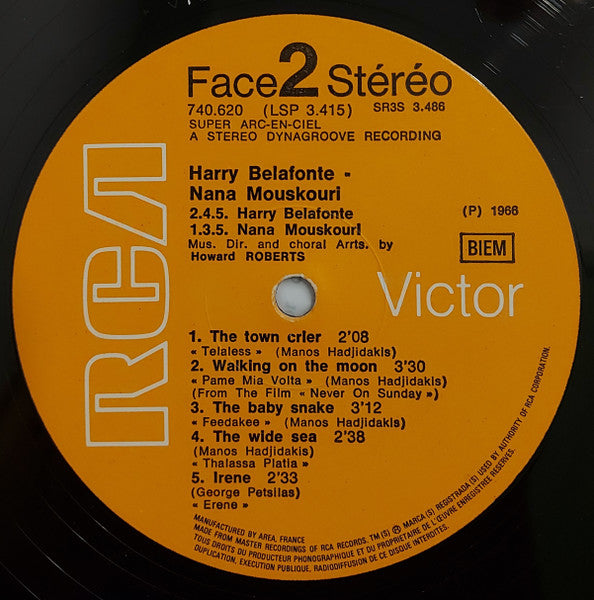 (Occasion) Harry Belafonte & Nana Mouskouri – Chants De La Grèce [Vinyle 33 Tours]
