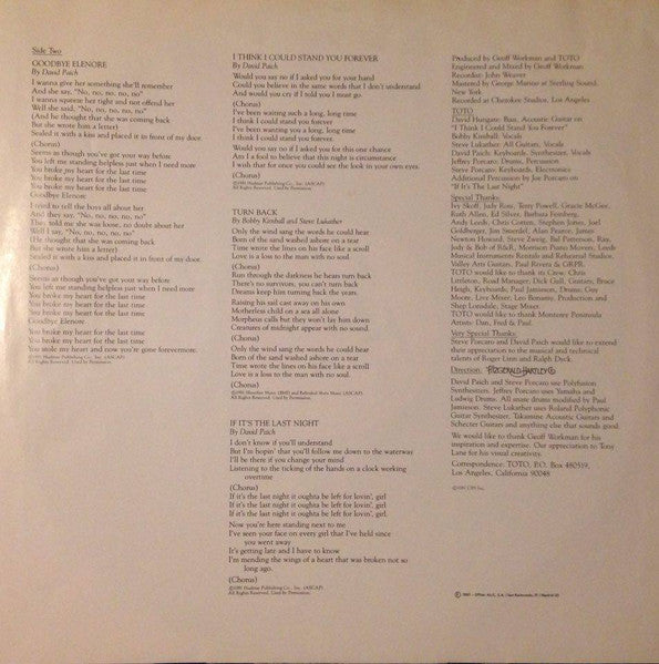 (Occasion )Toto – Turn Back [Vinyle 33 Tours]