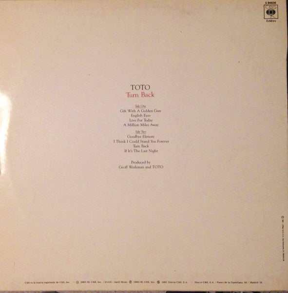 (Occasion )Toto – Turn Back [Vinyle 33 Tours]
