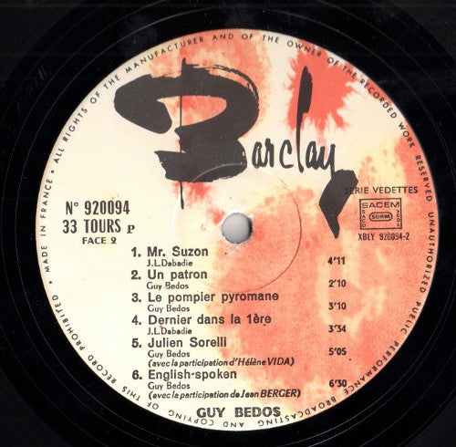 (occasion) Guy Bedos – Guy Bedos  [Vinyle 33 Tours]