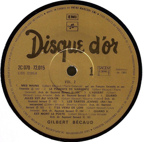 (occasion) Gilbert Bécaud – Disque D'Or Vol. 2 [Vinyle 33 Tours]