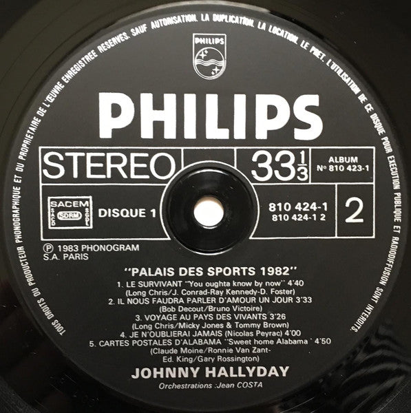 (Occasion) Johnny Hallyday – Palais des Sports 1982  [Vinyle 33 Tours]