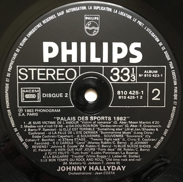 (Occasion) Johnny Hallyday – Palais des Sports 1982  [Vinyle 33 Tours]
