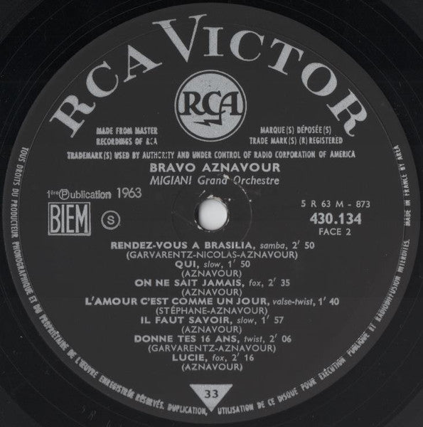 (Occasion) Migiani Grand Orchestre Bravo Aznavour [Vinyle 33Tours]
