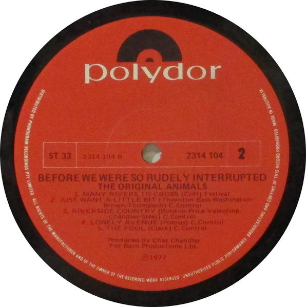 (Occasion)The Original Animals – Before We Were So Rudely Interrupted [Vinyle 33 Tours]