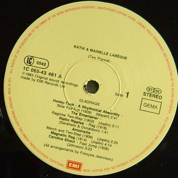 (occasion) Katia Et Marielle Labèque – Gladrags [Vinyle 33 Tours]