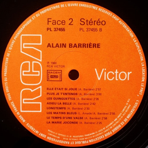(occasion) Alain Barrière – Ma Vie [Vinyle 33 Tours]