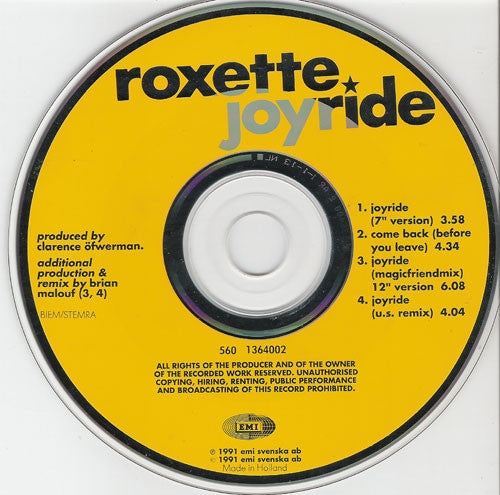 (Occasion ) Roxette – Joyride [CD]