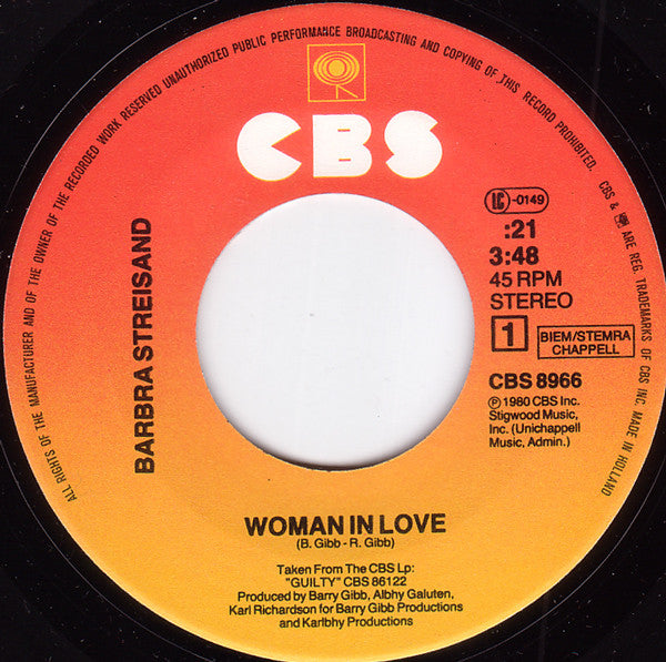 (Occasion) Barbra Streisand – Woman In Love [Vinyle 45Tours]