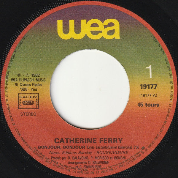 (Occasion) Catherine Ferry – Bonjour, Bonjour [Vinyle 45Tours]