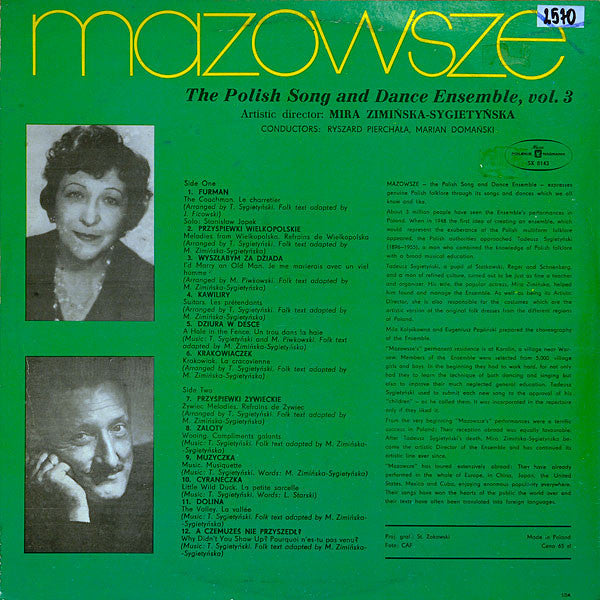 (Occasion ) Mazowsze – The Polish Song And Dance Ensemble, Vol. 3 [Vinyle 33 Tours]