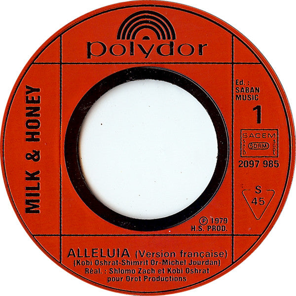 (Occasion) Milk & Honey Alléluia (Version Française Originale) [Vinyle 45 Tours]