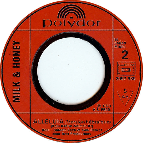 (Occasion) Milk & Honey Alléluia (Version Française Originale) [Vinyle 45 Tours]