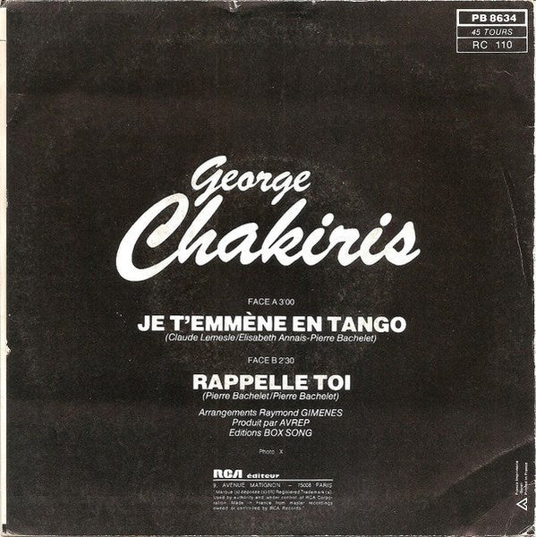 (Occasion) George Chakiris Je T'emmène En Tango [Vinyle 45 Tours]