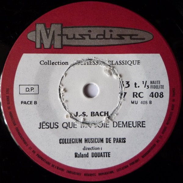 (Occasion) T. Albinoni / J. S. Bach - Collegium Musicum De Paris, Roland Douatte – L'Adagio / Jésus, Que Ma Joie Demeure [Vinyle 45Tours]