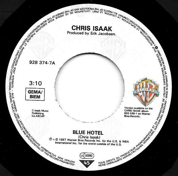 (Occasion) Chris Isaak – Blue Hotel [Vinyle 45Tours]