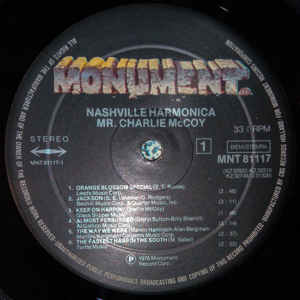 (occasion) Mr. Charlie McCoy – Nashville Harmonica [Vinyle 33 Tours]