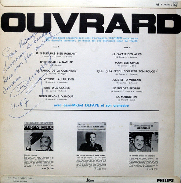 (Occasion ) Gaston Ouvrard – Les Grandes Chansons D'Ouvrard [Vinyle 33 Tours]
