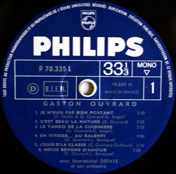 (Occasion ) Gaston Ouvrard – Les Grandes Chansons D'Ouvrard [Vinyle 33 Tours]