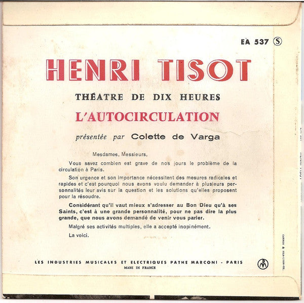 (Occasion) Henri Tisot – L'autocirculation [Vinyle 45 Tours]