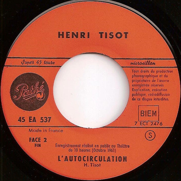 (Occasion) Henri Tisot – L'autocirculation [Vinyle 45 Tours]