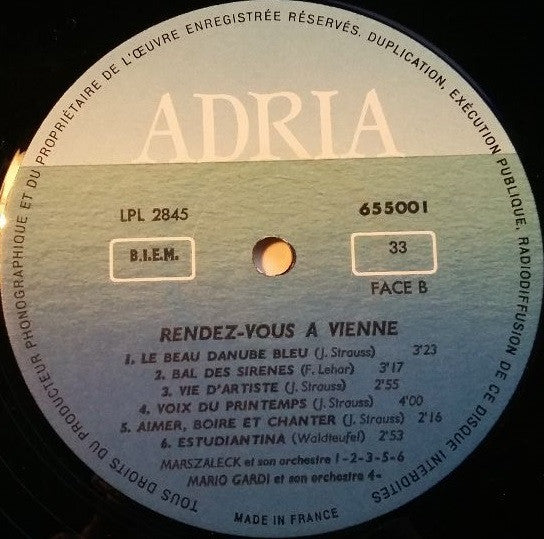 (Occasion ) Marszaleck Et Son Orchestre / Mario Gardi Et Son Orchestre Rendez-Vous A Vienne [Vinyle 33 Tours]