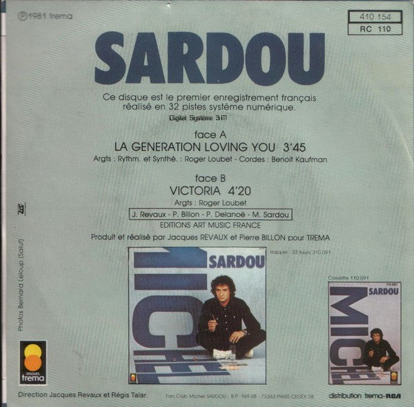 (Occasion) Michel Sardou – La Géneration Loving You / Victoria [Vinyle 45Tours]