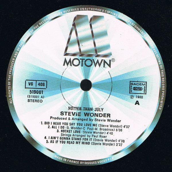 (Occasion) Stevie Wonder – Hotter Than July  [Vinyle 33 Tours]