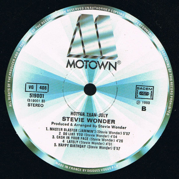 (Occasion) Stevie Wonder – Hotter Than July  [Vinyle 33 Tours]
