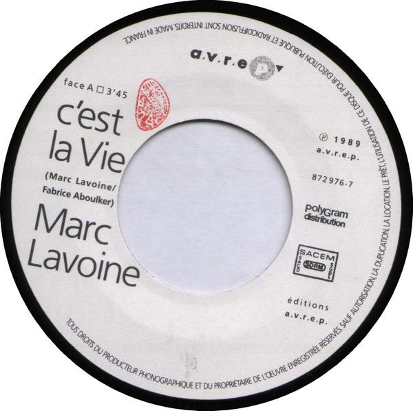 (Occasion) Marc Lavoine – C'est La Vie [Vinyle 45Tours]