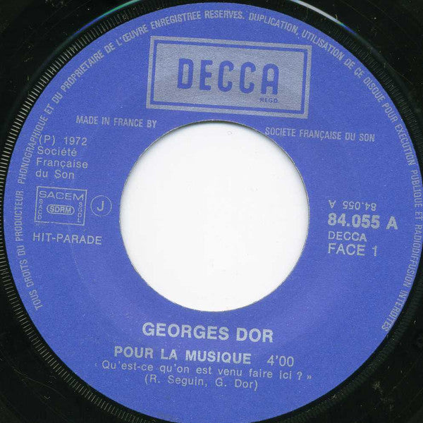 (Occasion) Georges Dor – Pour La Musique[Vinyle 45Tours]