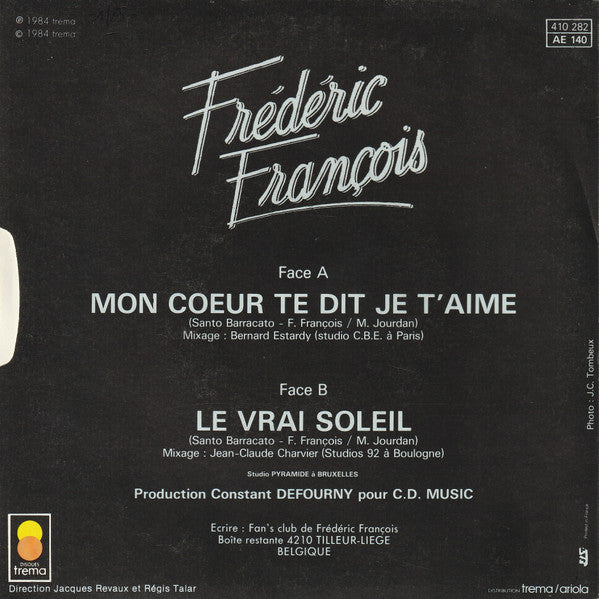 (Occasion) Frédéric François – Mon Coeur Te Dit Je T'aime [Vinyle 45Tours]