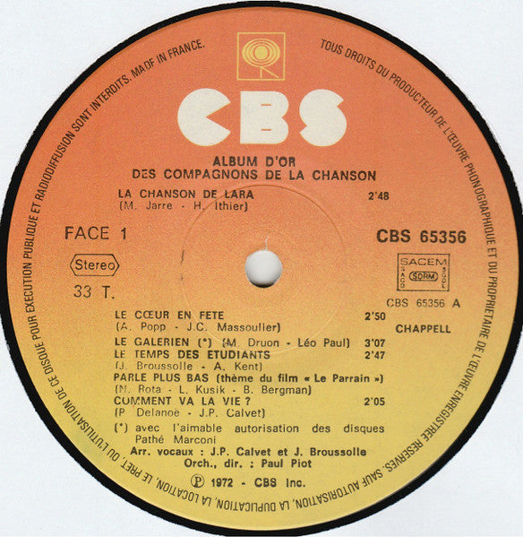 (Occasion ) Les Compagnons De La Chanson – L'album D'or [Vinyle 33 Tours]
