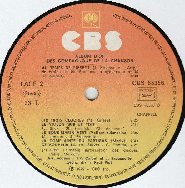 (Occasion ) Les Compagnons De La Chanson – L'album D'or [Vinyle 33 Tours]