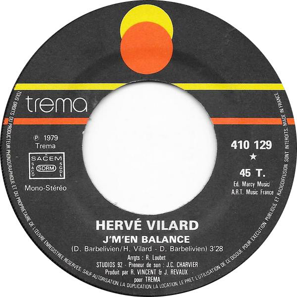 (Occasion) Hervé Vilard – J'm'en Balance [Vinyle 45Tours]