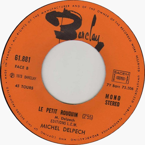 (Occasion) Michel Delpech – Les Divorcés [Vinyle 45Tours]