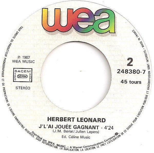 (Occasion) Herbert Léonard – Quand Tu M'aimes [Vinyle 45Tours]