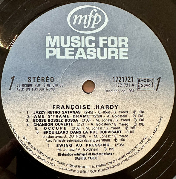 (occasion) Françoise Hardy – J'écoute De La Musique Saoule - Jazzy Retro Satanas [Vinyle 33 Tours]