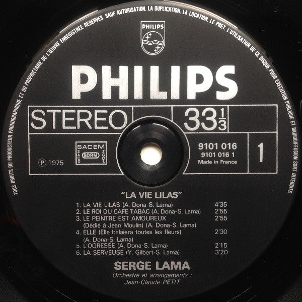 (Occasion ) Serge Lama – La Vie Lilas [Vinyle 33 Tours]