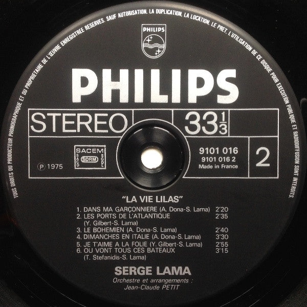 (Occasion ) Serge Lama – La Vie Lilas [Vinyle 33 Tours]