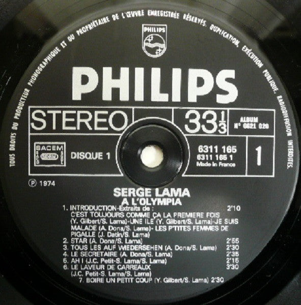 (occasion) Serge Lama – Serge Lama À L'Olympia [Vinyle 33 Tours]