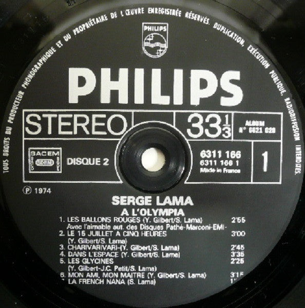 (occasion) Serge Lama – Serge Lama À L'Olympia [Vinyle 33 Tours]
