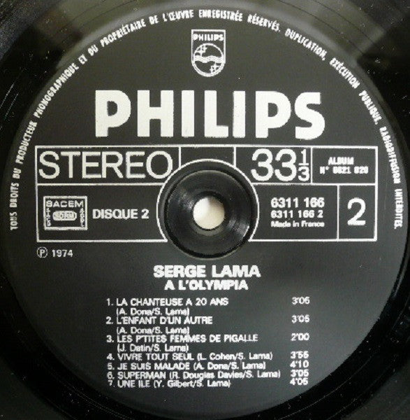 (occasion) Serge Lama – Serge Lama À L'Olympia [Vinyle 33 Tours]