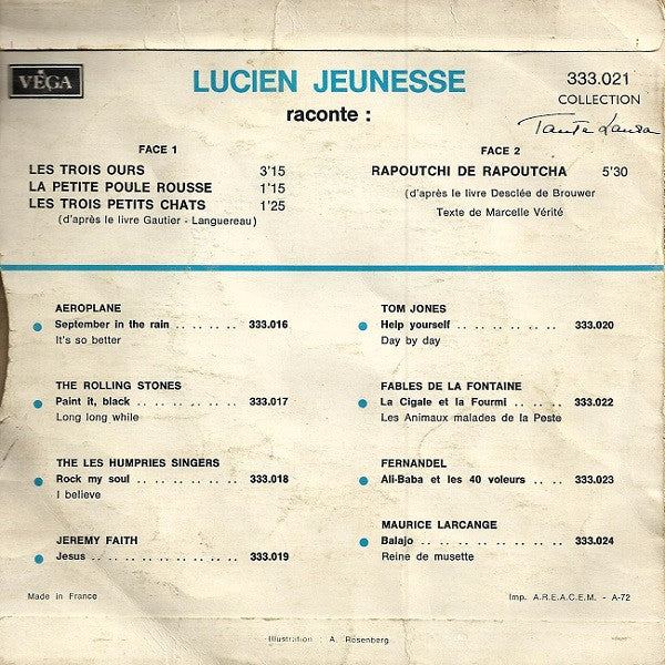 (Occasion) Lucien Jeunesse – Raconte [Vinyle 45 Tours]