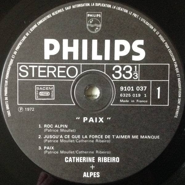 Catherine Ribeiro + Alpes – Paix [Vinyle 33Tours] - flash vidéo