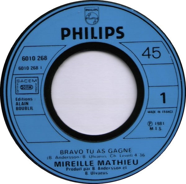 (Occasion)Mireille Mathieu – Bravo Tu As Gagné [Vinyle 45Tours]
