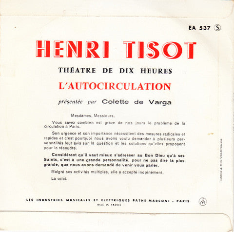 (Occasion) Henri Tisot – L'autocirculation [Vinyle 45Tours]