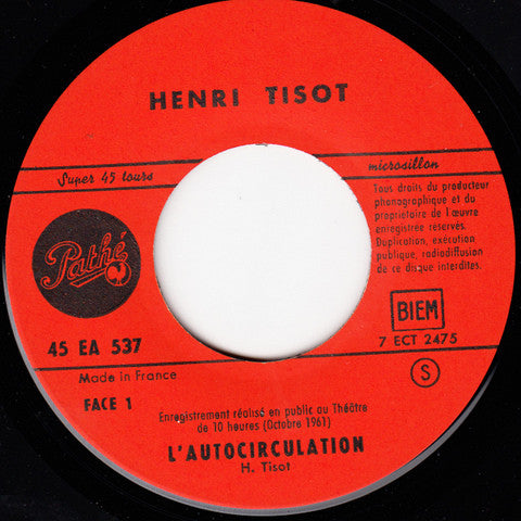 (Occasion) Henri Tisot – L'autocirculation [Vinyle 45Tours]